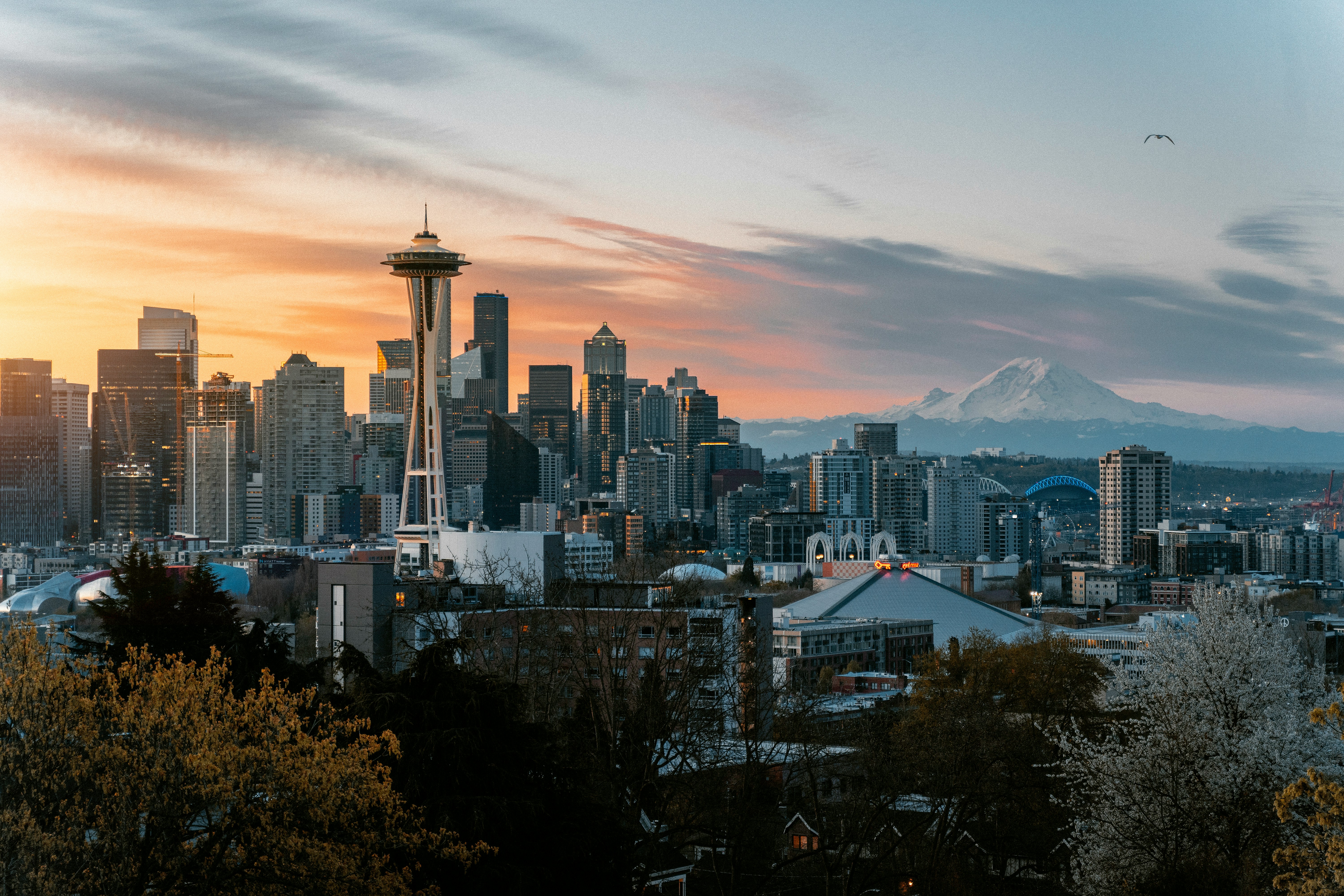 Seattle skyline at sunset